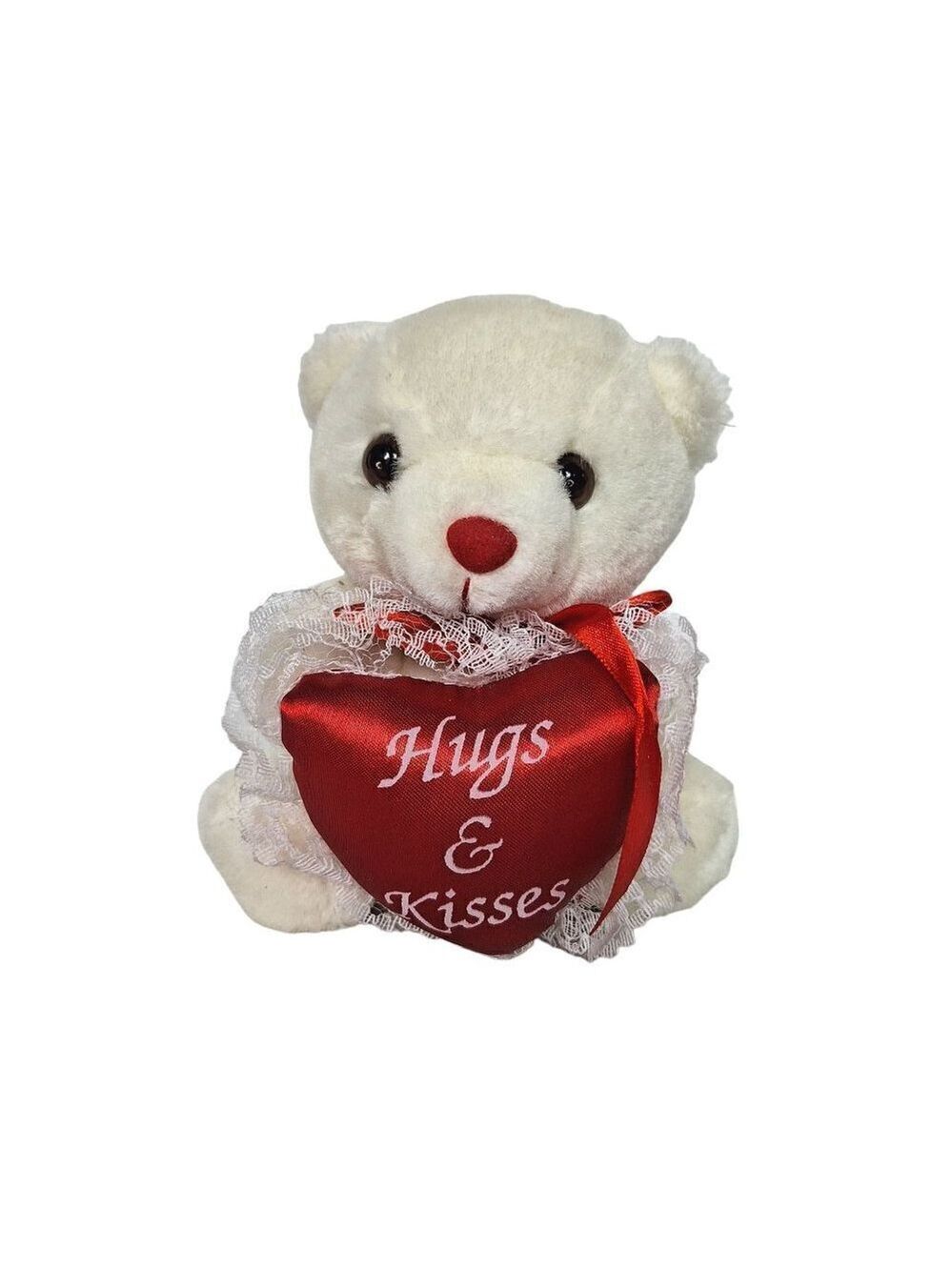 Preferred Plush White Teddy Bear Heart Valentines Day 6 Inch